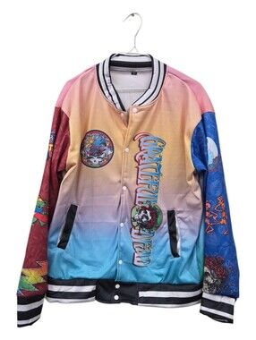 Gradient Multicolor Bomber Jacket - Grateful Dead Graphic Large fleece